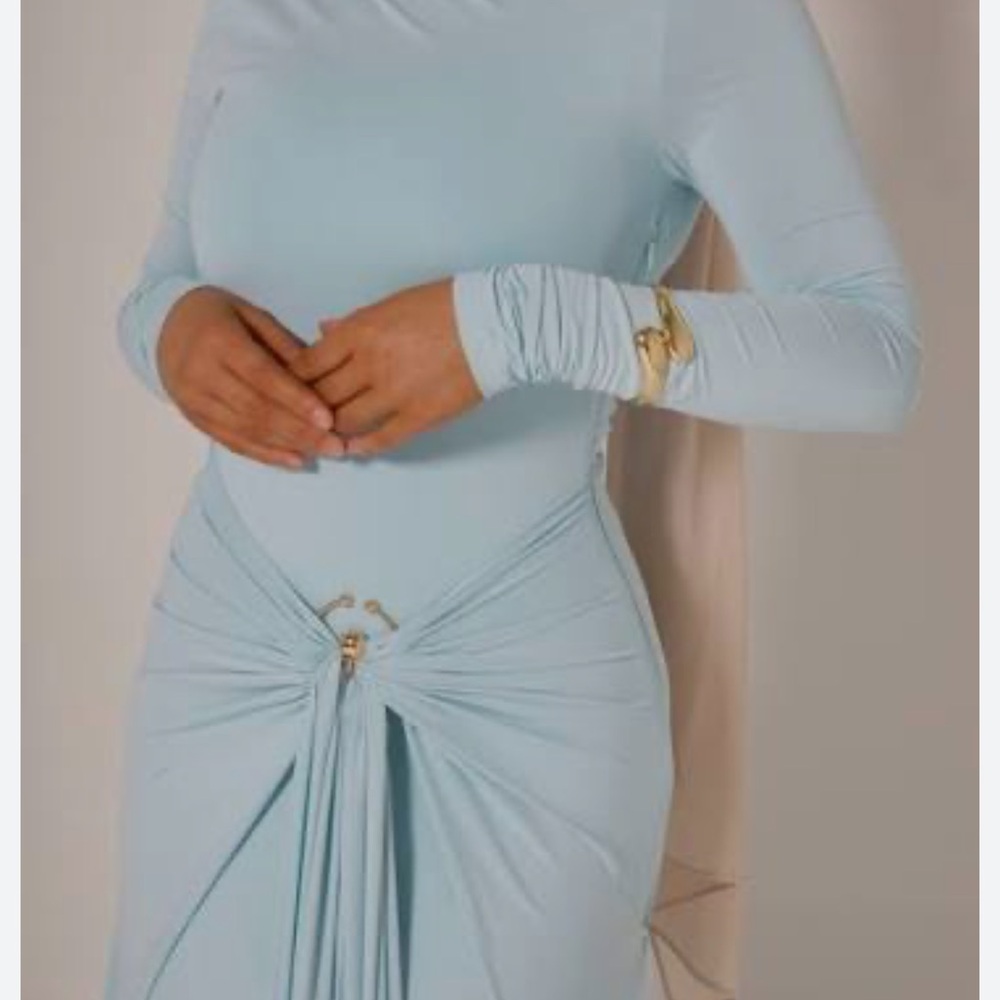 Alaia Muse Light Blue Long Sleeve Dress - Picture 2 of 6